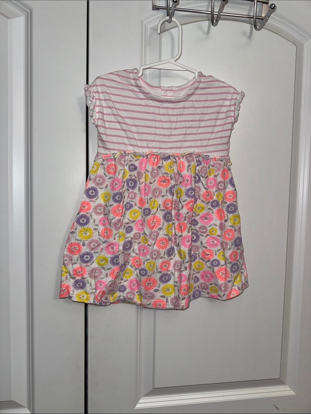 Toddler Pink Stripe & Floral Casual Dress